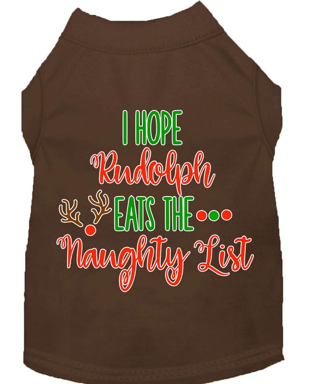 Hope Rudolph Eats Naughty List Screen Print Dog Shirt Brown Med